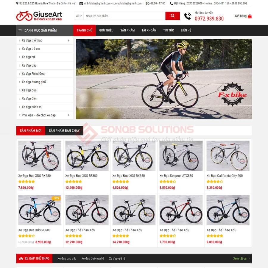 Mẫu website bán xe đạp chuyên nghiệp  SONQB Solutions